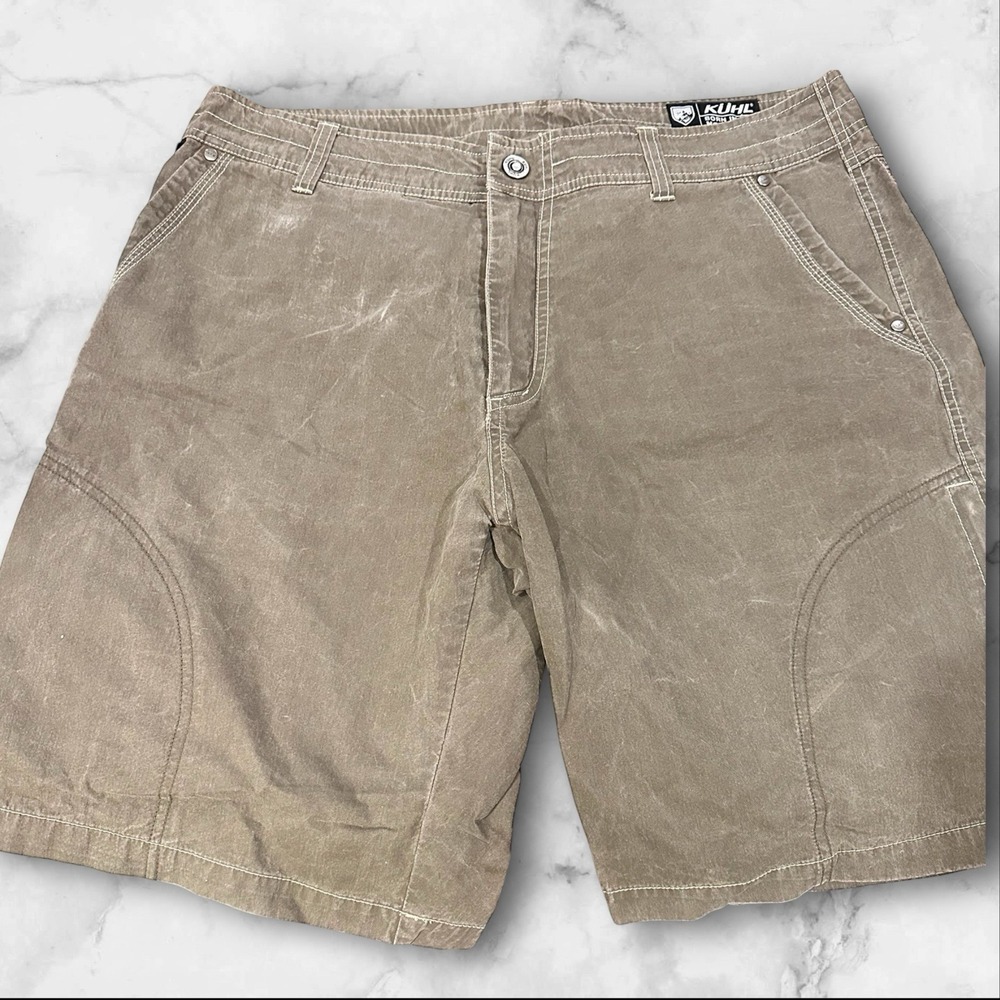 Kuhl Ramblr Vintage Patina Dye Shorts Mens Size 36 10  Brown Lightweight